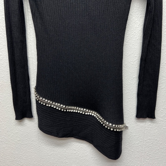 INC Ribbed Rhinestones Sweater Womens XS Stretch Long Length Party Evening Date - Picture 4 of 10